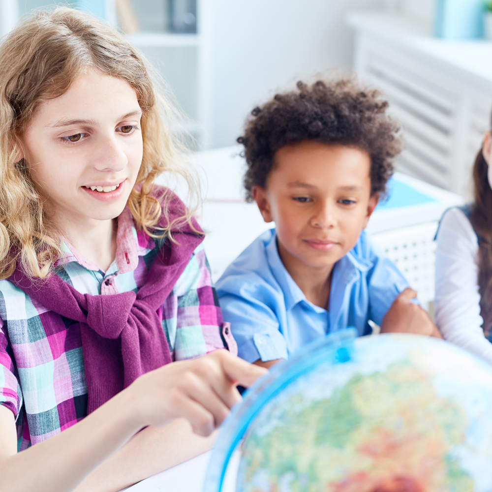 Children learning geography