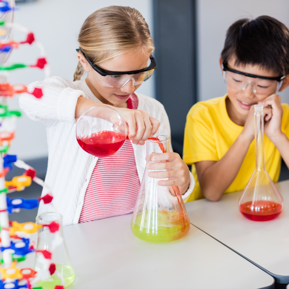 Children exploring a science experiment